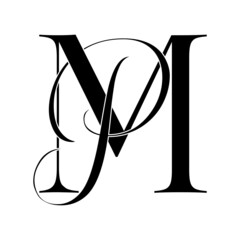 mp, pm, monogram logo. Calligraphic signature icon. Wedding Logo Monogram. modern monogram symbol. Couples logo for wedding
