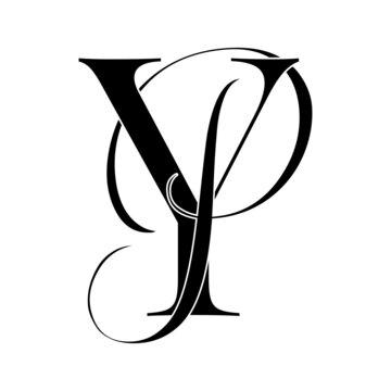 yp, py, monogram logo. Calligraphic signature icon. Wedding Logo Monogram. modern monogram symbol. Couples logo for wedding