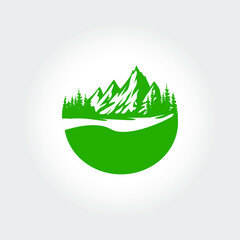 Obraz premium mountain logo. Simple vector logo in a modern style. Top of the mountain