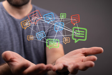  hand using mobile smartphone with email icon, Email concept, copy space