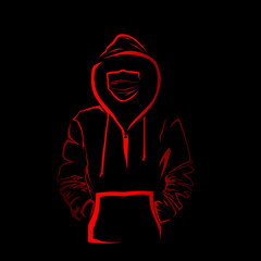 vector of people wearing sweaters and masks.