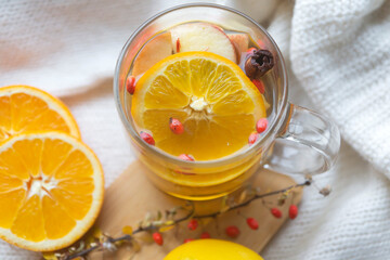 Oranges, lemons, spices and hot fruit tea.