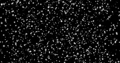 black background with white sparkling stars for Christmas and New Year.