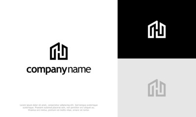 Letter H home logo. Icon design. Template elements. Geometric abstract logos