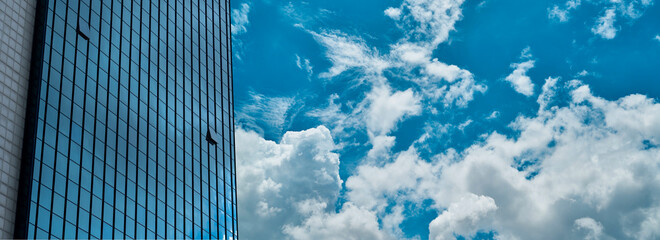 Skyscraper  windows cloudy copy space.. Tower block.