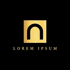 simple alphabet logo monogram design golden concept with square combination