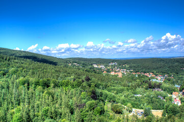 Fototapeta na wymiar Świeradów-Zdrój, view of the landscape from the observation tower..Sky Walk observation tower