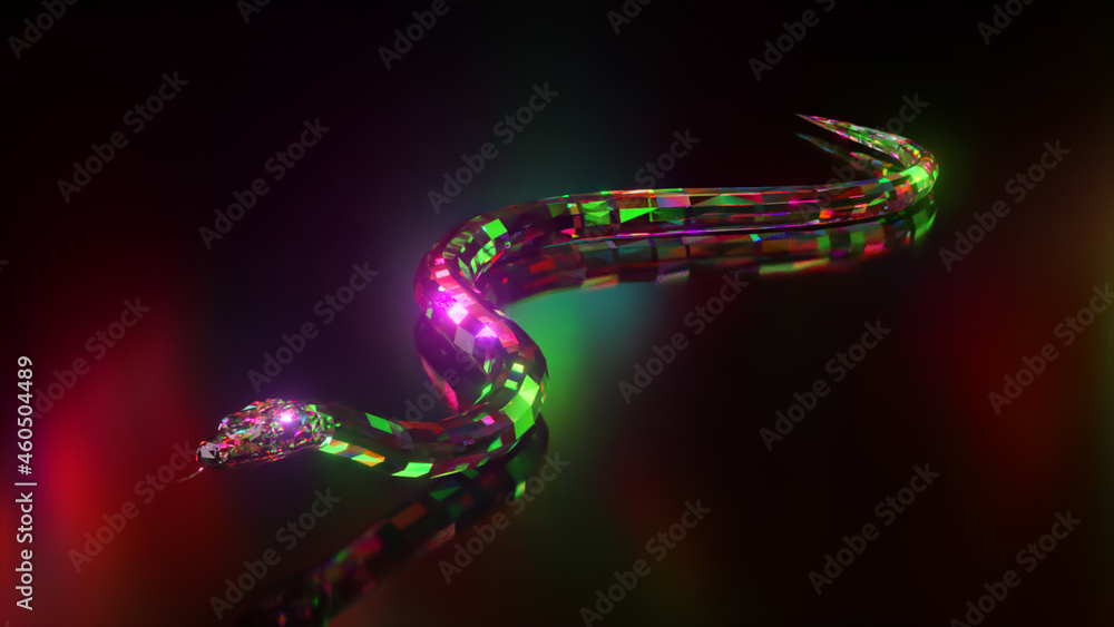 Poster collection of diamond animals. crawling snake. nature and animals concept. 3d animation of a seamles