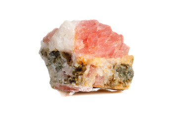Macro of the mineral stone Rhodochrosite on a white background