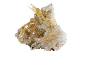 Macro Mineral Stone Crystals Citrine on a white background