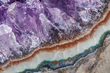Amethyst Crystal Druse  macro mineral on white background