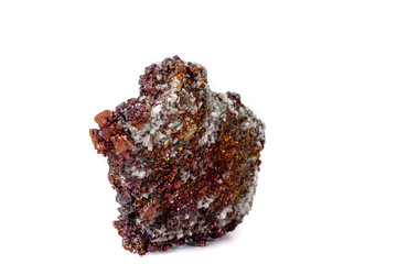 Macro mineral stone  Chalcopyrite on a white background