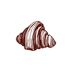 Croissant and cupcake vector pattern. Sweet pastry contour illustration. Fresh baked french and american traditional desserts. Bakery menu. Lettering.
