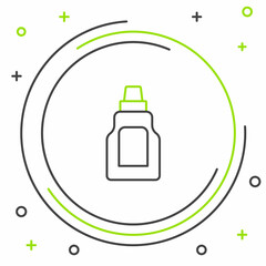 Line Plastic bottle for laundry detergent, bleach, dishwashing liquid or another cleaning agent icon isolated on white background. Colorful outline concept. Vector