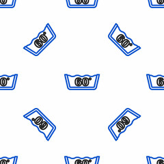 Line Washing under 60 degrees celsius icon isolated seamless pattern on white background. Temperature wash. Colorful outline concept. Vector