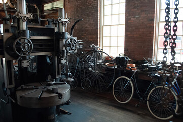 bicycles in a repair shop