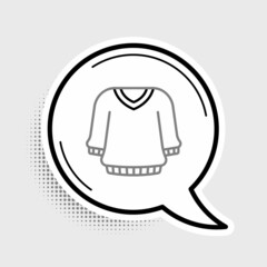 Line Sweater icon isolated on grey background. Pullover icon. Sweatshirt sign. Colorful outline concept. Vector