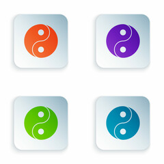 Color Yin Yang symbol of harmony and balance icon isolated on white background. Set colorful icons in square buttons. Vector