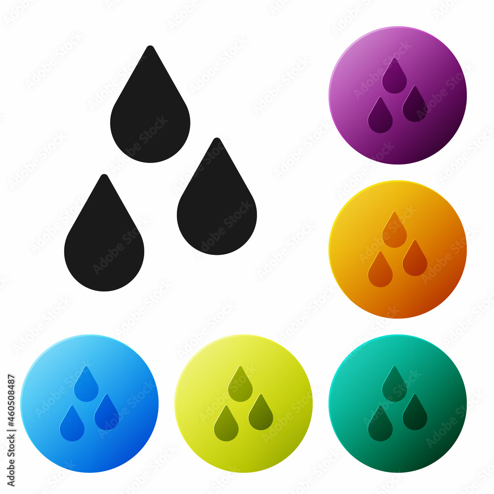 Poster black water drop icon isolated on white background. set icons in color circle buttons. vector