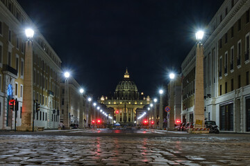 Via della Conciliazione Vatican City at night