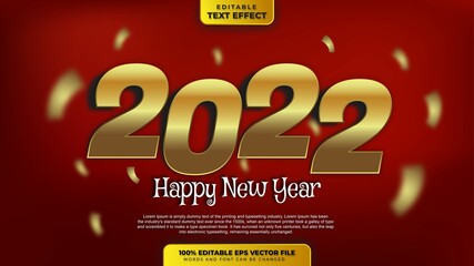 Happy New Year 2022 Gold 3D Editable Text Effect