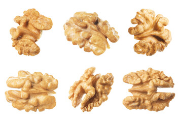 Set with tasty walnuts on white background