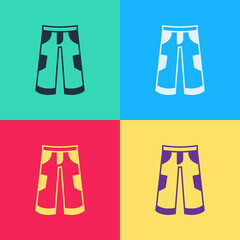 Pop art Pants icon isolated on color background. Trousers sign. Vector