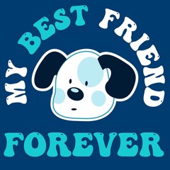 Cute puppy with ball and text my best friend forever, kids design
