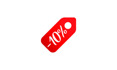 -10% Discount Tag Icon Vector Template Flat Illustration Design