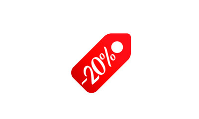 -20% Discount Tag Icon Vector Template Flat Illustration Design