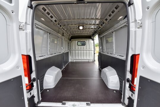 Fiat Ducato Maxi L3H2. Large box van. Space for transporting cargo.  06-23-2021, Prague, Czech Republic. Stock Photo