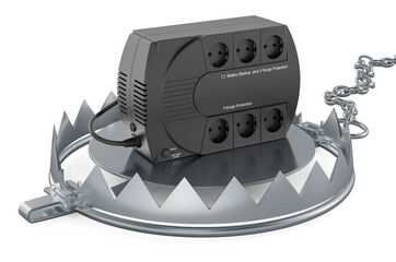 Bear Trap with Uninterruptible power supply, UPS. 3D rendering