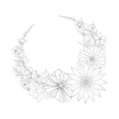 Fototapeta premium Flowers frame coloring book.