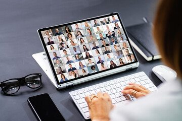 Virtual Conference Interview Meeting In Office Room