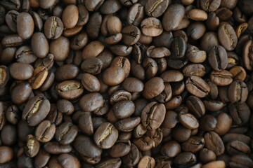 Texture of roasted coffee beans