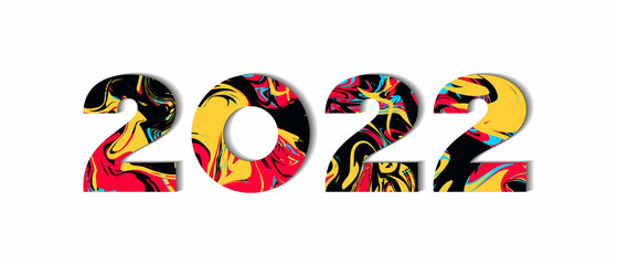 New Year's number 2022. Modern bright colorful design.