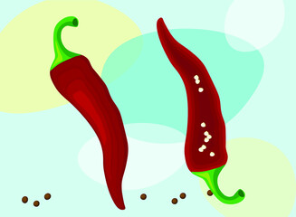 vector image fresh seasonal vegetables pepper and pepper in the section