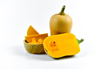 organic butternut squash on white background