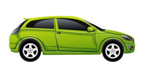 green car on white background, vector illustration
