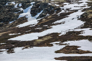 snow covered mountains Rondane, Norway, spring