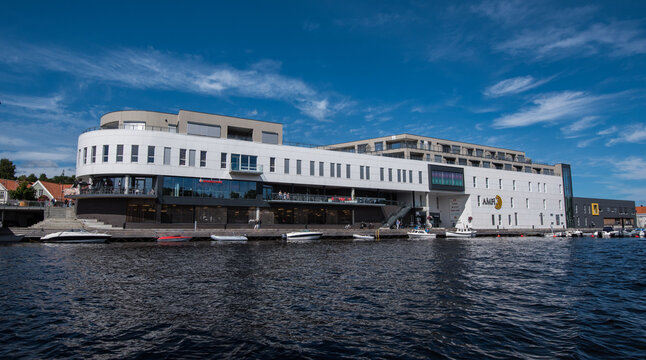 Mandal, Norway - June 27 2017: Shopping mall Amfi at &Oslash;vrebyen..