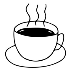 Vector monoline cute cup of coffee with heart.