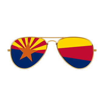 Cool Gold Aviator Sunglasses With Arizona Az Flag