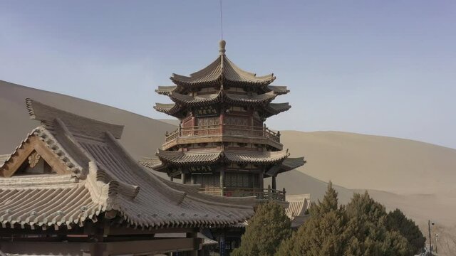 day time national old building pagoda aerial panorama 4k gansu china