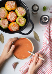 Step by step recipes. Homemade stuffed peppers. Instructions