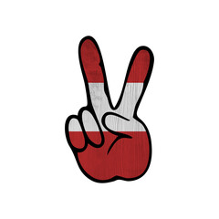 World countries. Hand sign Victory. Austria