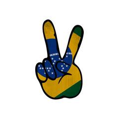 World countries. Hand sign Victory. Brazil