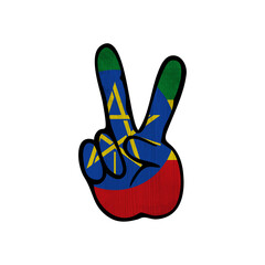 World countries. Hand sign Victory. Ethiopia