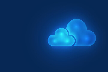 cloud computing symbol or icon with free space on dark blue background 
