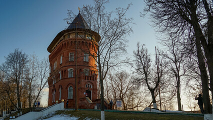 Fototapeta na wymiar Vladimir, Russia - February 2020: old water tower